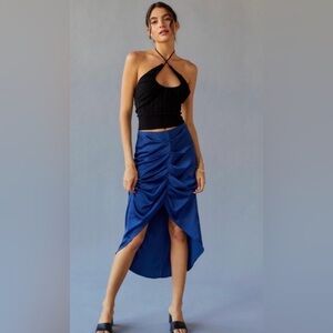 Urban Outfitters Slip Ruched Skirt Royal Blue Size Medium